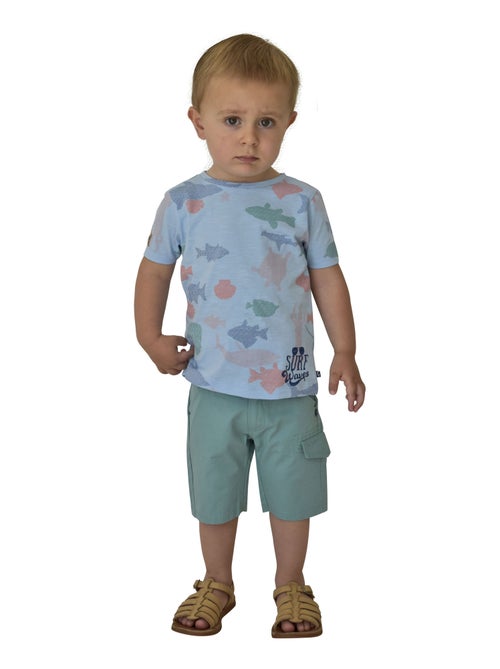 TEE SHIRT CARLY BLEU CHINÉ - Kiabi