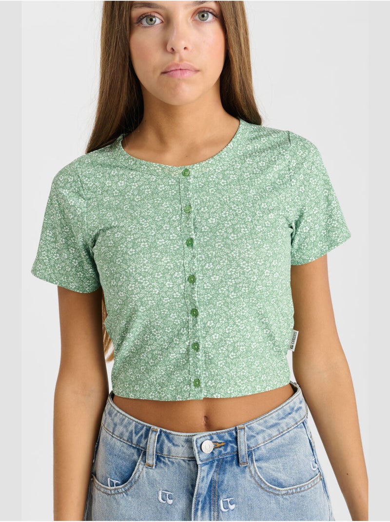 Tee-shirt cerbegi 'le temps des cerises' Vert - Kiabi