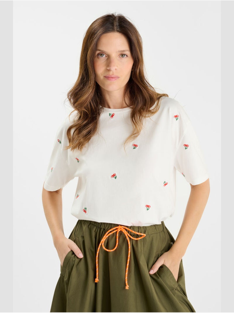 Tee-Shirt CEREZA 'Le Temps Des Cerises' Blanc - Kiabi