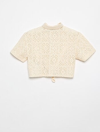 Tee-shirt chemisier en crochet ajouré