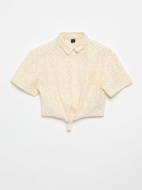 Tee-shirt chemisier en crochet ajouré - Kiabi