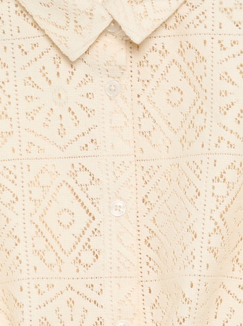 Tee-shirt chemisier en crochet ajouré - Kiabi