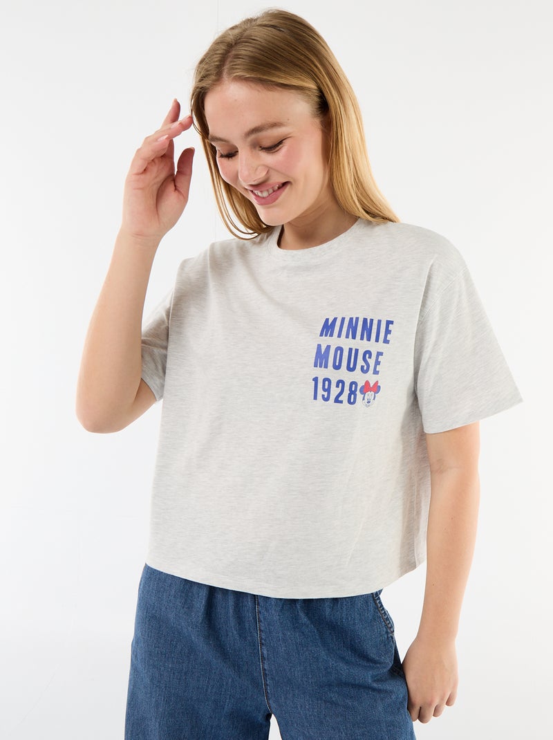Tee-shirt chiné 'Minnie' Gris - Kiabi