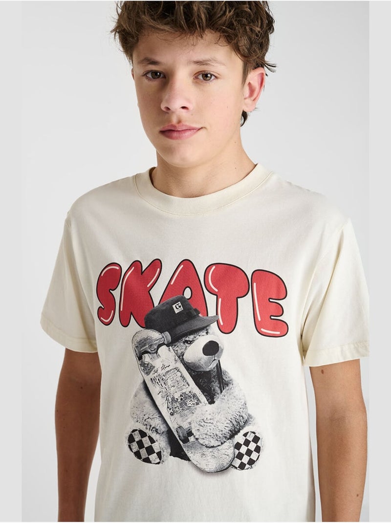 Tee-Shirt CLYDEBO 'Le Temps Des Cerises' Blanc - Kiabi