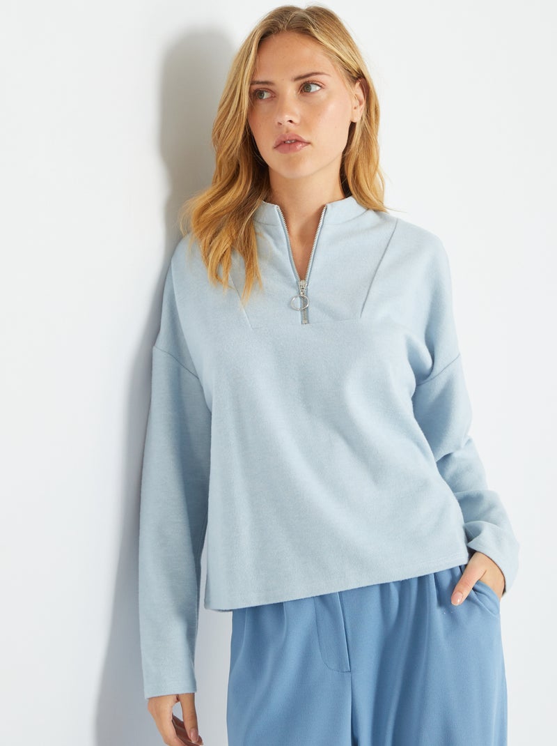 Tee-shirt col camionneur Bleu - Kiabi