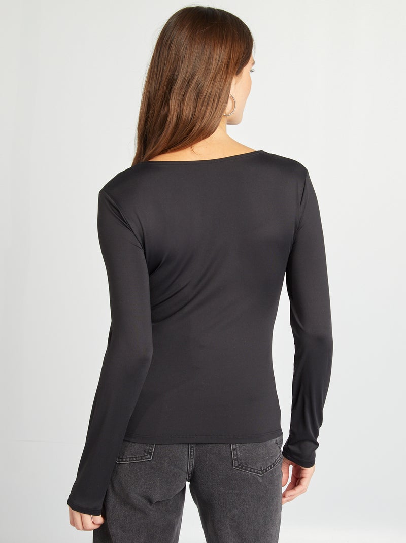 Tee-shirt col carré noir - Kiabi