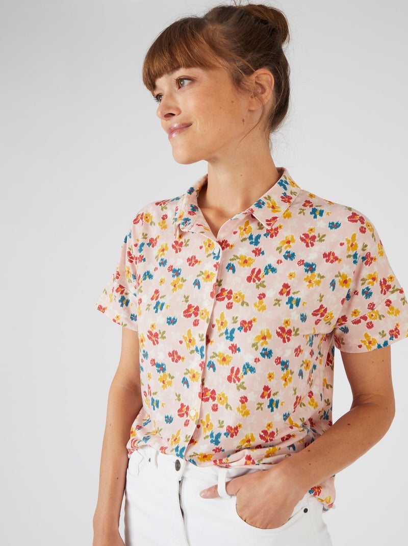 Tee-shirt col chemise Climatyl - Damart Rose - Kiabi