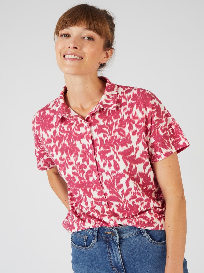 Tee-shirt col chemise Climatyl - Damart Rouge - Kiabi
