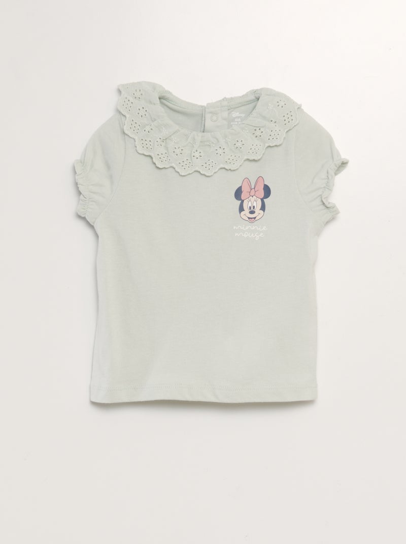 Tee-shirt col claudine 'Disney' Vert Minnie - Kiabi