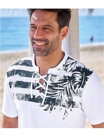 Tee-shirt Col Lacé Surf Club - ATLAS FOR MEN