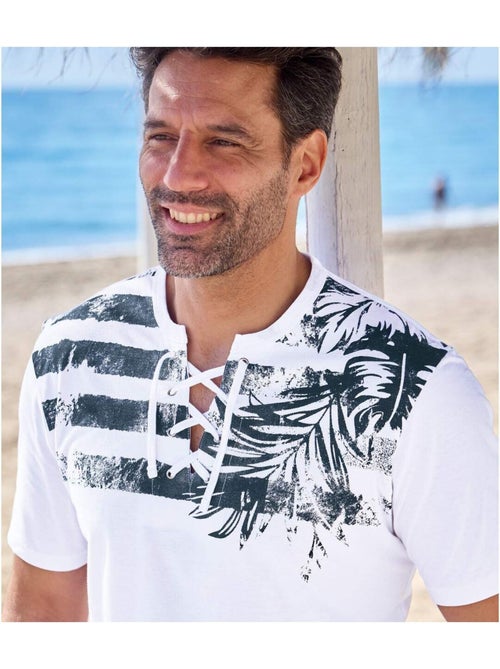 Tee-shirt Col Lacé Malibu - ATLAS FOR MEN - Kiabi Tee-shirt Col Lacé Malibu - ATLAS FOR MEN - Kiabi