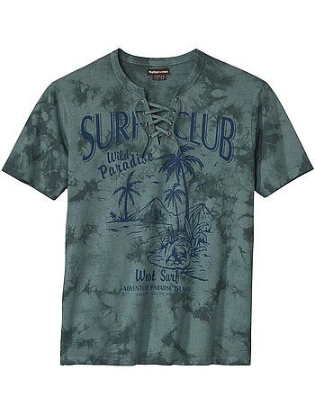 Tee-shirt Col Lacé Surf Club - ATLAS FOR MEN