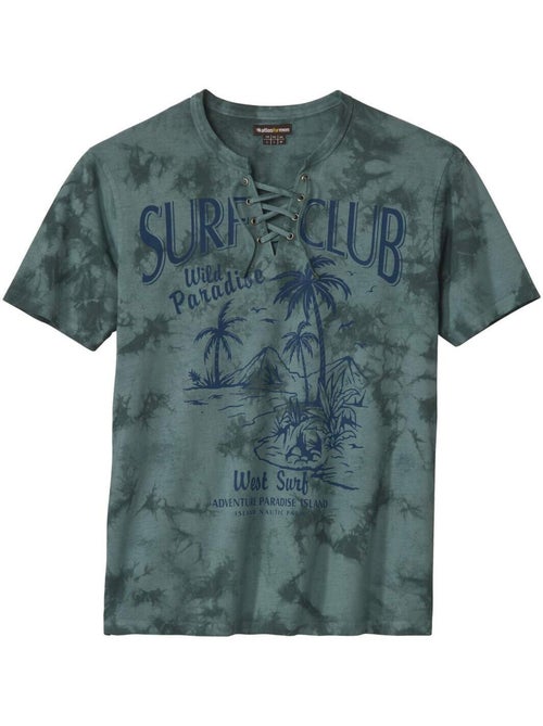 Tee-shirt Col Lacé Surf Club - ATLAS FOR MEN - Kiabi Tee-shirt Col Lacé Surf Club - ATLAS FOR MEN - Kiabi