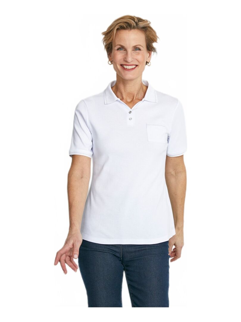 Tee-shirt col polo court maille Blanc - Kiabi