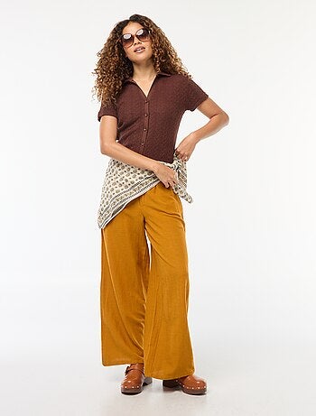 Tee-shirt col polo maille crochet