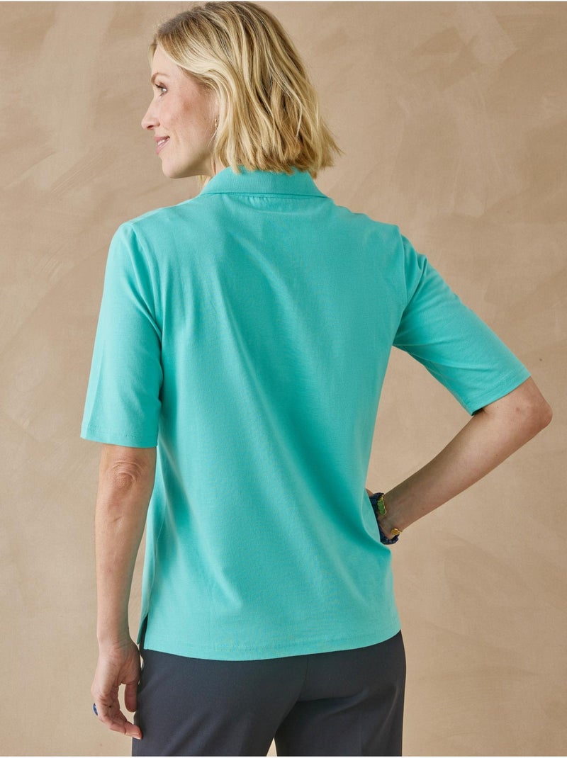 Tee-shirt col polo manches courtes - DAXON Bleu aqua - Kiabi