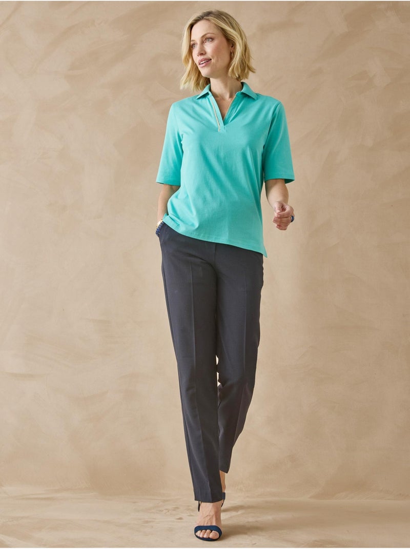 Tee-shirt col polo manches courtes - DAXON Bleu aqua - Kiabi