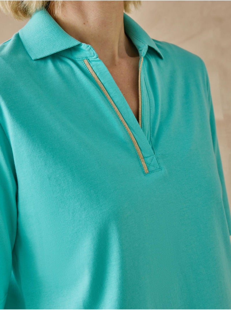 Tee-shirt col polo manches courtes - DAXON Bleu aqua - Kiabi