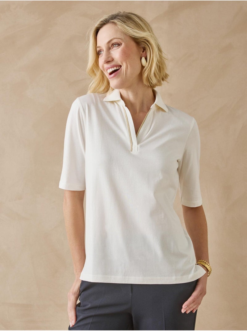 Tee-shirt col polo manches courtes - DAXON Ecru - Kiabi