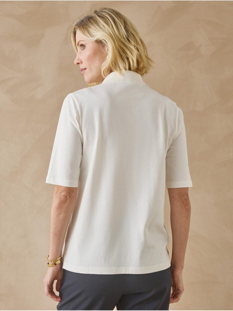 Tee-shirt col polo manches courtes - DAXON Ecru - Kiabi