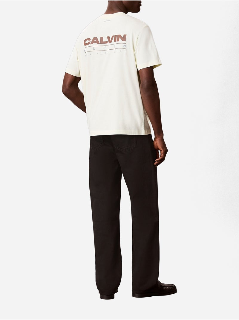 Tee Shirt col rond - Calvin Klein Blanc Beige - Kiabi