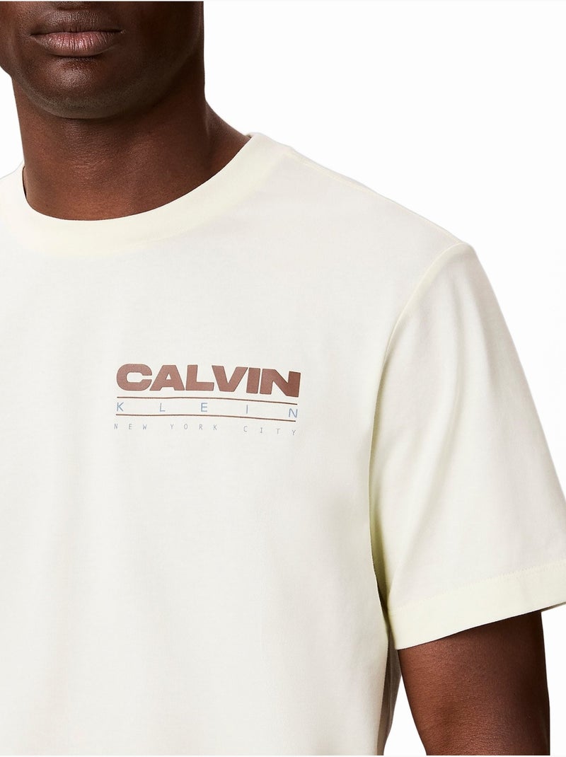 Tee Shirt col rond - Calvin Klein Blanc Beige - Kiabi