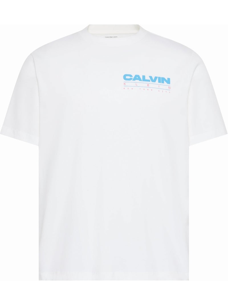 Tee Shirt col rond - Calvin Klein Blanc Bleu - Kiabi