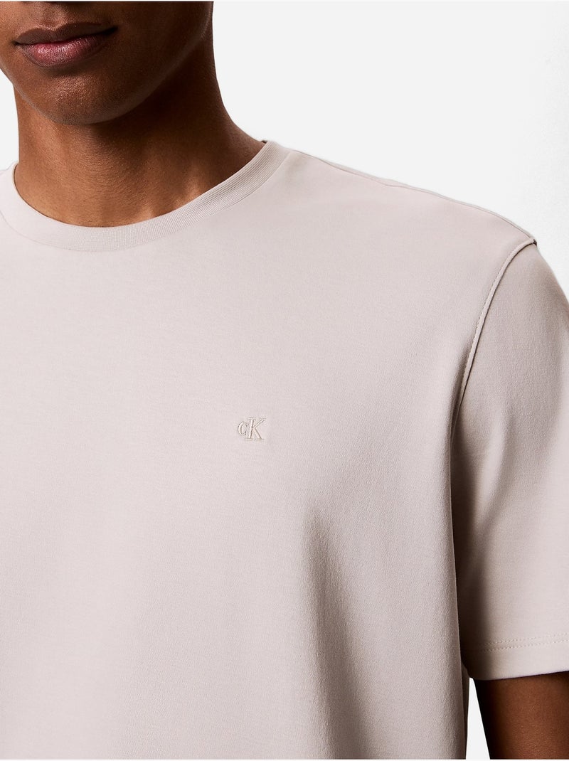 Tee Shirt col rond - Calvin Klein Blanc cassé - Kiabi