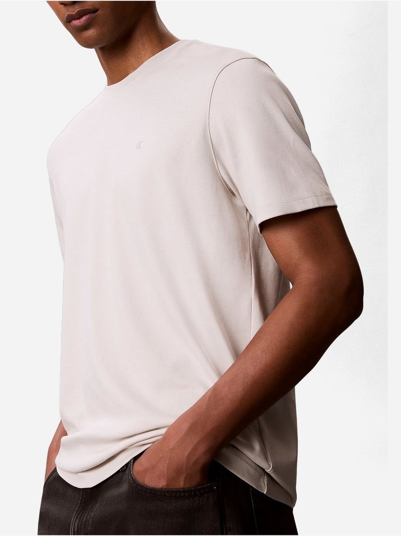 Tee Shirt col rond - Calvin Klein Blanc cassé - Kiabi