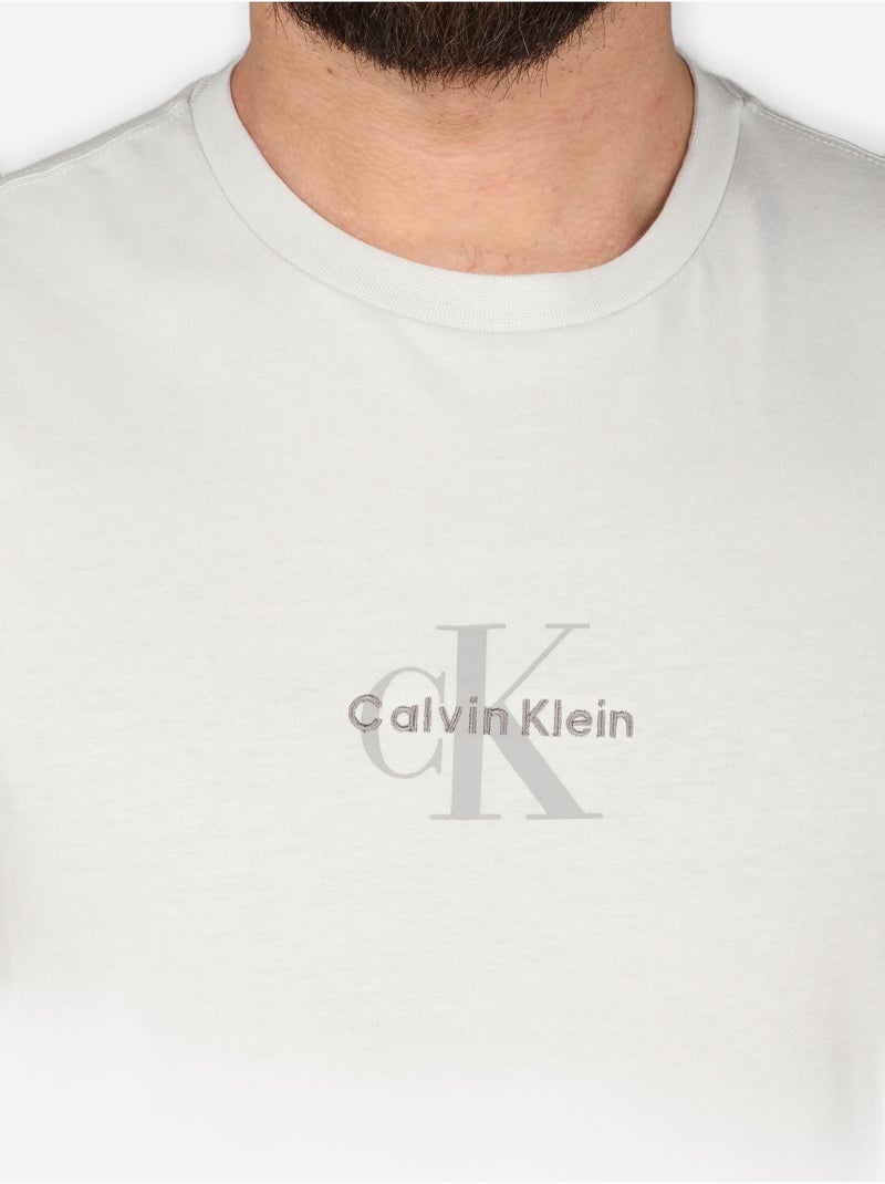 Tee Shirt col rond - Calvin Klein Blanc cassé - Kiabi