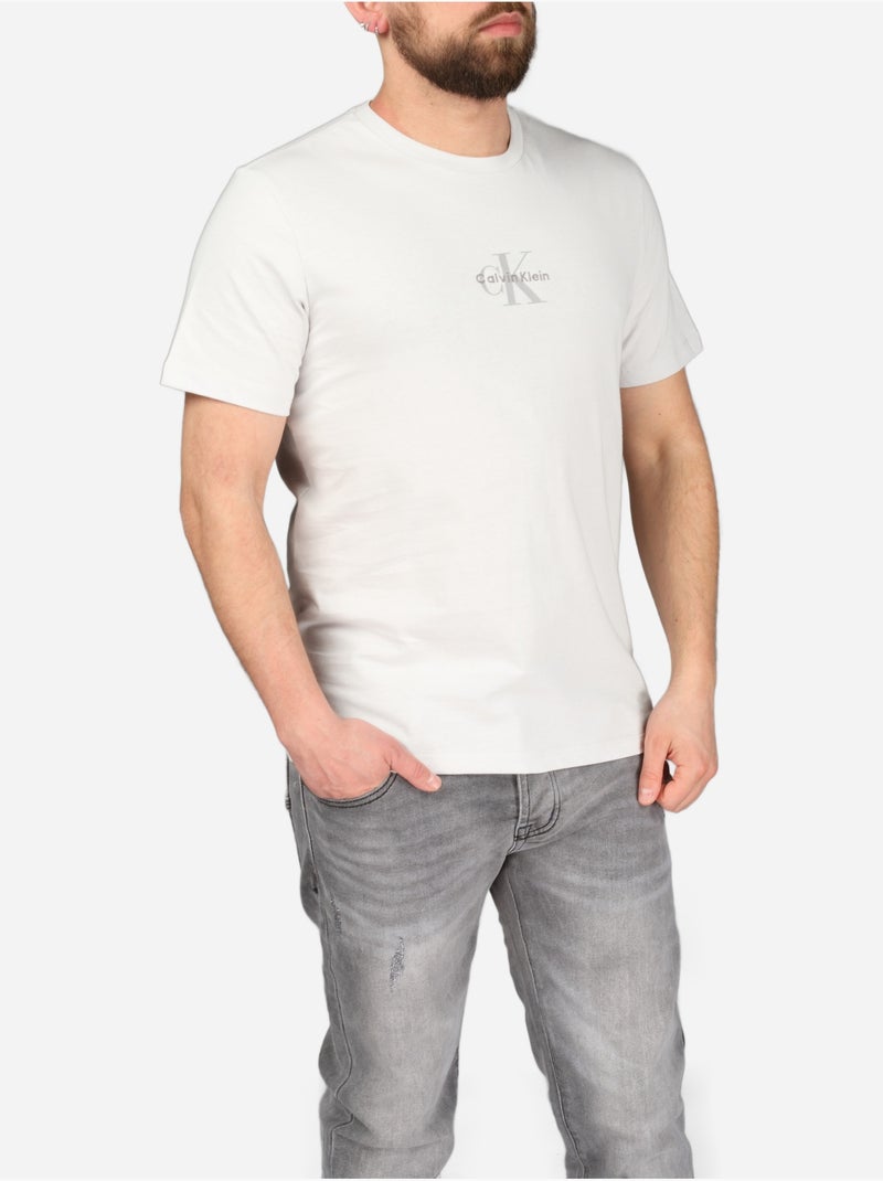Tee Shirt col rond - Calvin Klein Blanc cassé - Kiabi