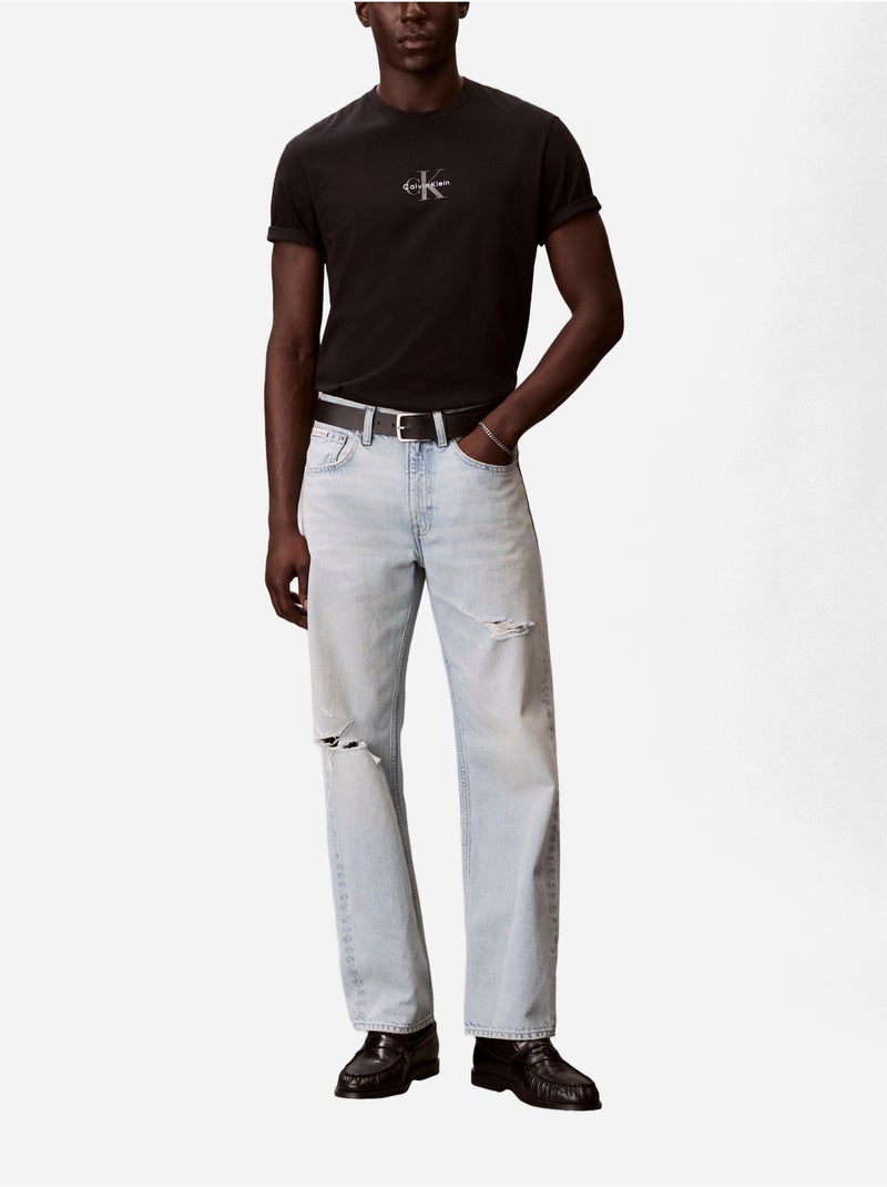 Tee Shirt col rond - Calvin Klein Noir - Kiabi