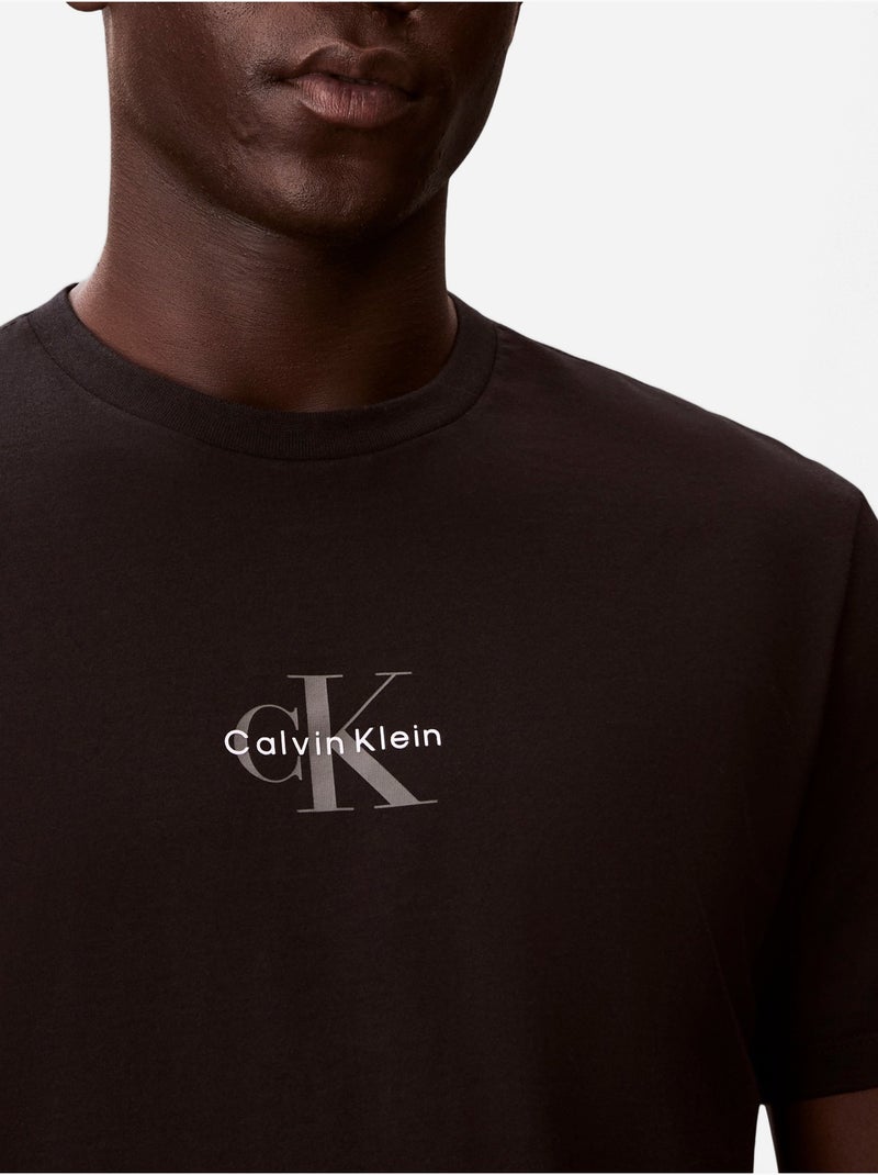 Tee Shirt col rond - Calvin Klein Noir - Kiabi