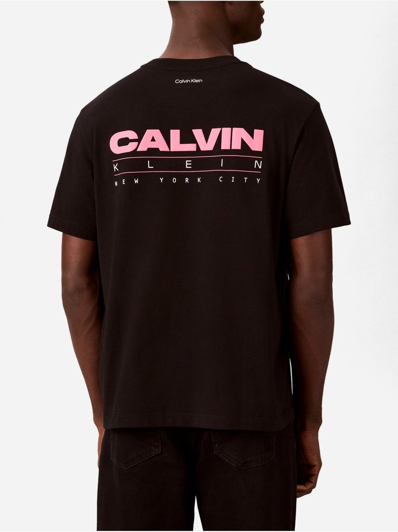 Tee Shirt col rond - Calvin Klein Noir Rose - Kiabi