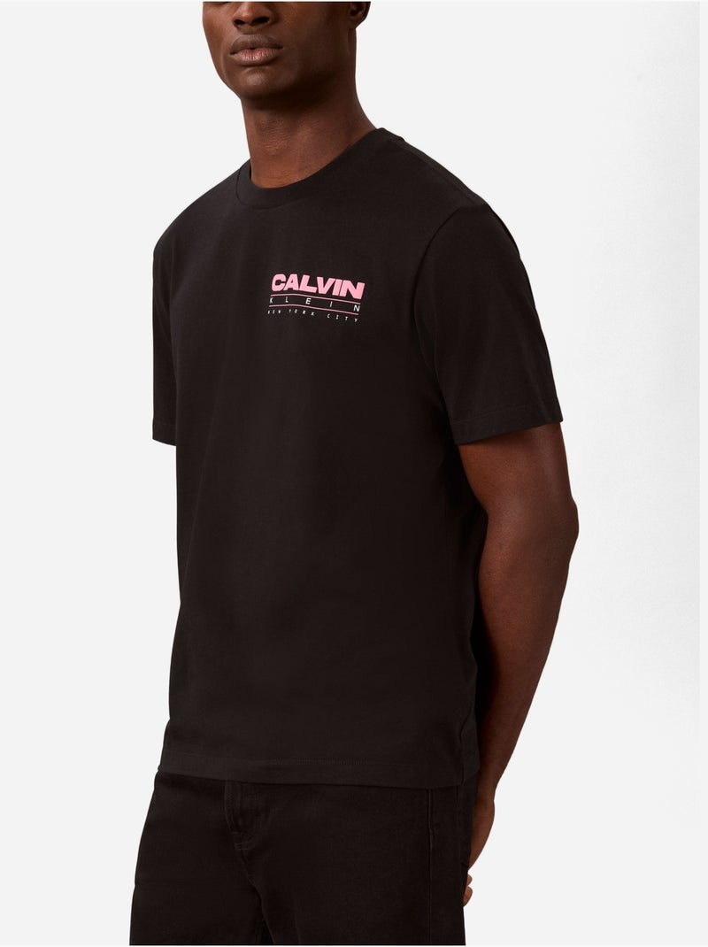 Tee Shirt col rond - Calvin Klein Noir Rose - Kiabi