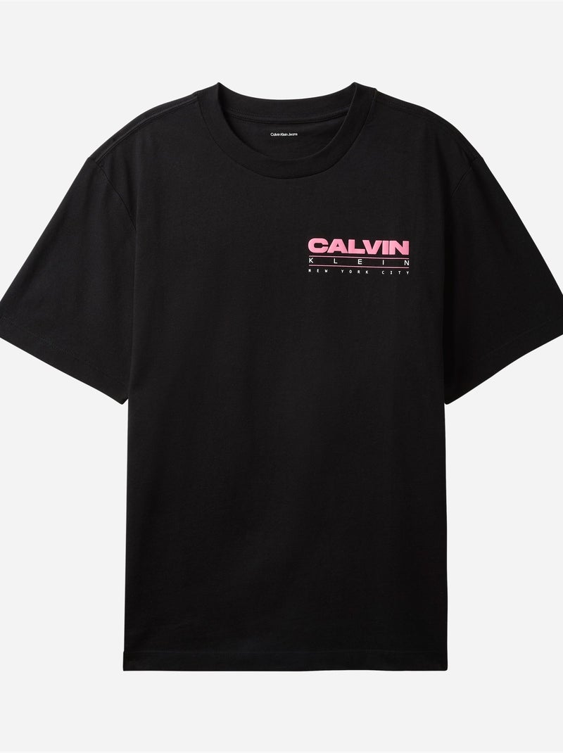 Tee Shirt col rond - Calvin Klein Noir Rose - Kiabi