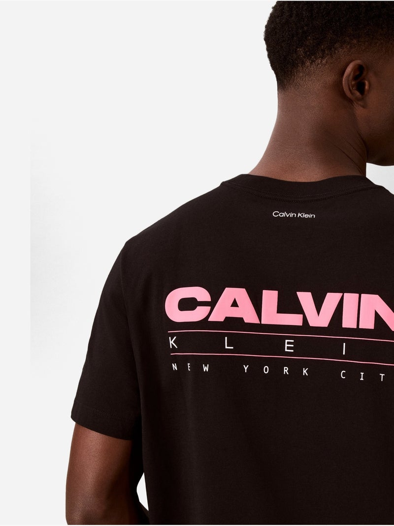 Tee Shirt col rond - Calvin Klein Noir Rose - Kiabi