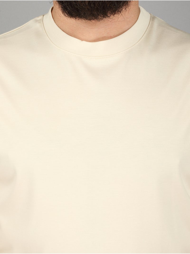 Tee Shirt col rond - Frilivin Beige - Kiabi