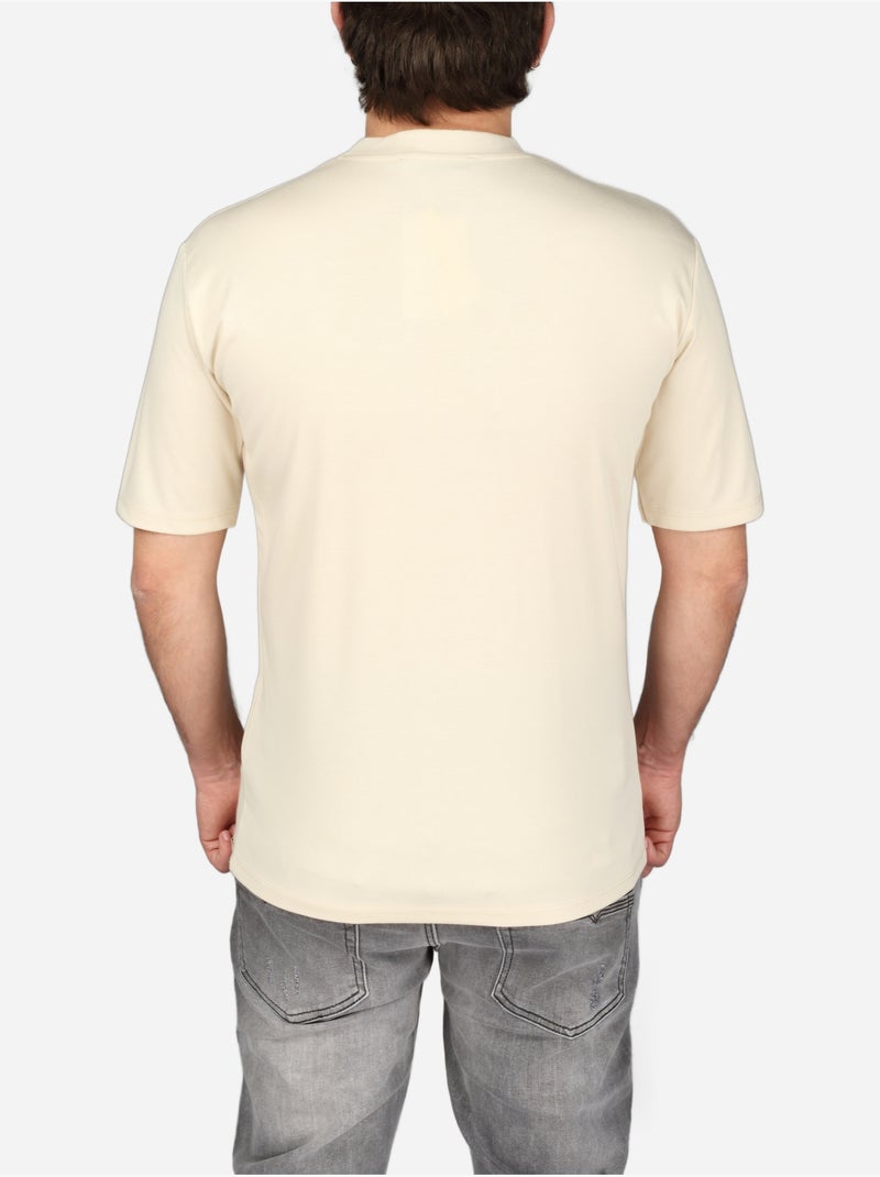 Tee Shirt col rond - Frilivin Beige - Kiabi