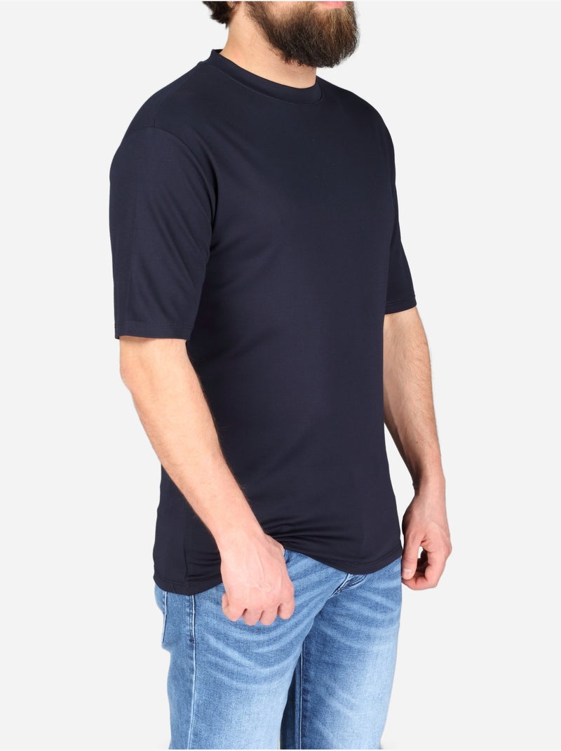 Tee Shirt col rond - Frilivin Bleu foncé - Kiabi