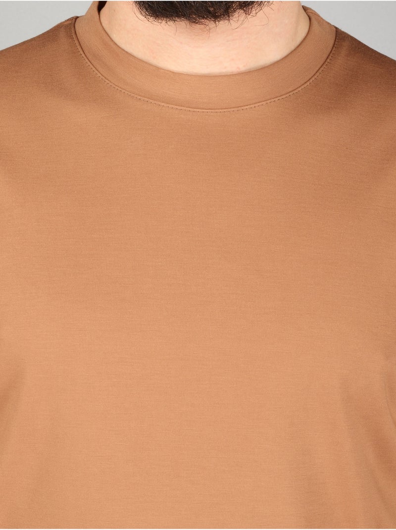 Tee Shirt col rond - Frilivin Camel - Kiabi