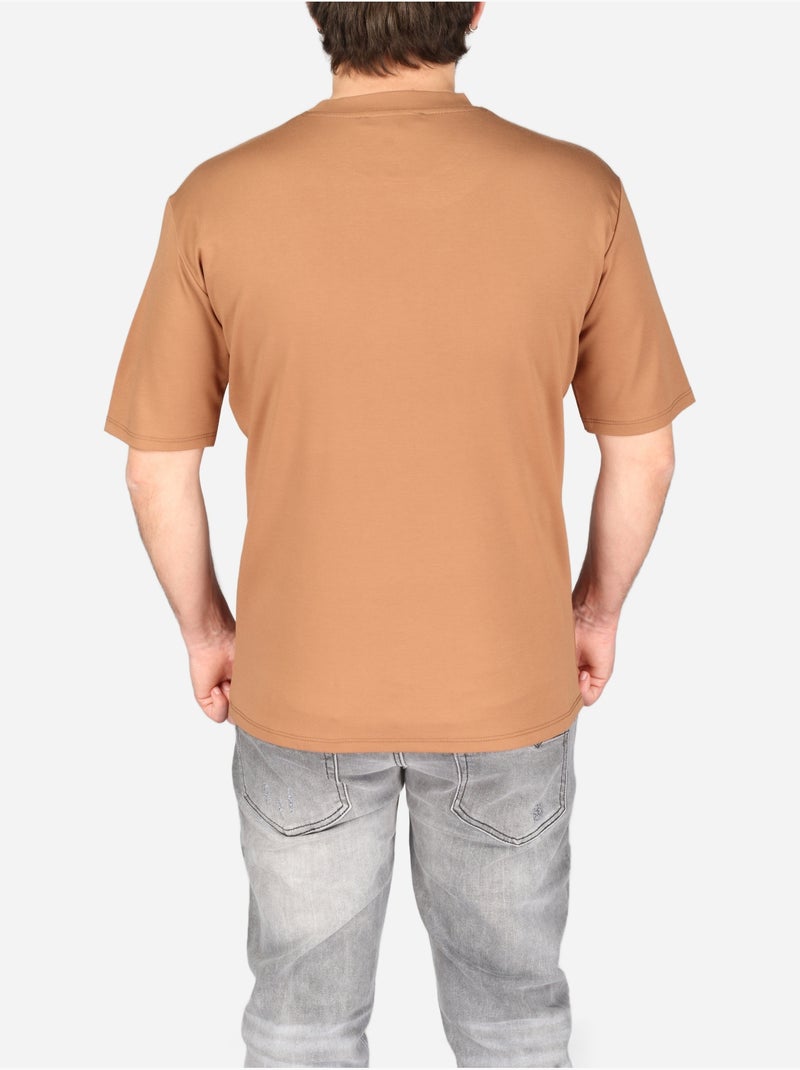 Tee Shirt col rond - Frilivin Camel - Kiabi