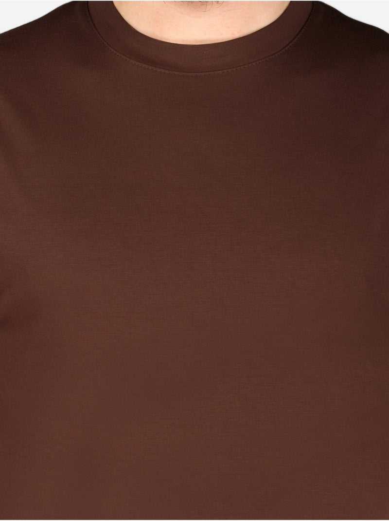 Tee Shirt col rond - Frilivin Marron foncé - Kiabi