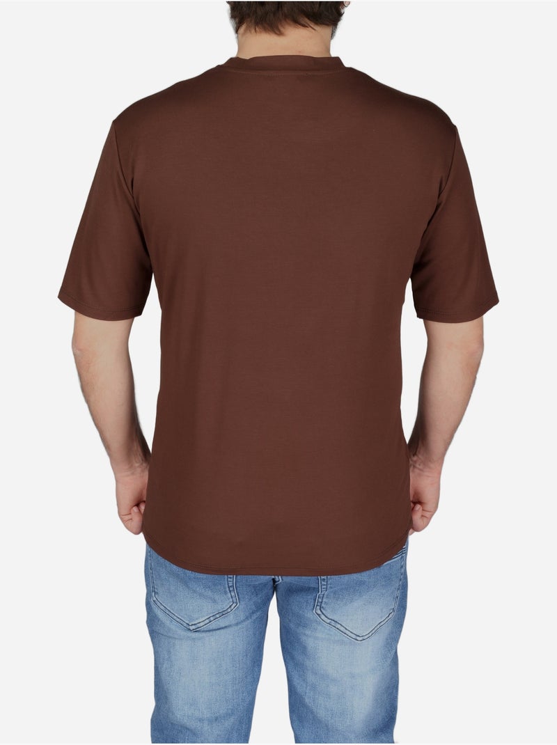 Tee Shirt col rond - Frilivin Marron foncé - Kiabi