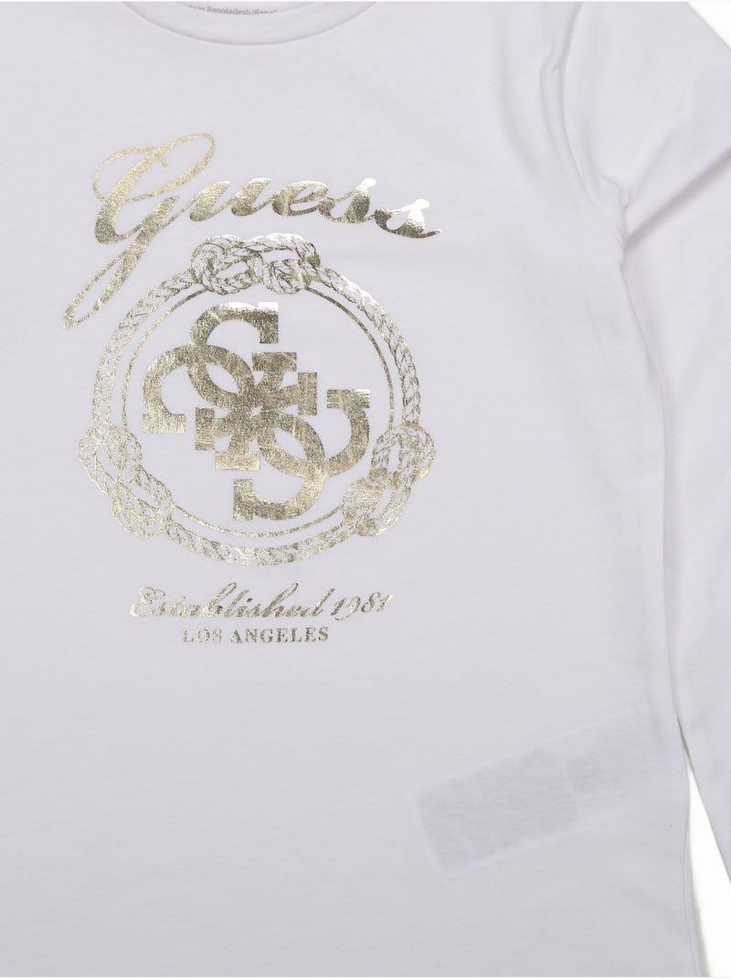 Tee shirt col rond - guess kids Blanc - Kiabi
