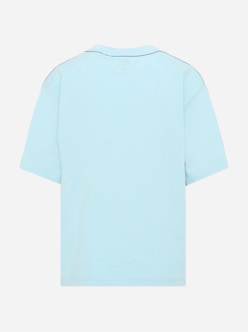 Tee shirt col rond - timberland Bleu clair - Kiabi
