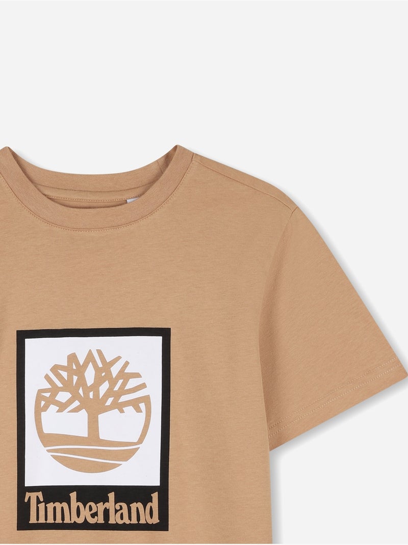 Tee Shirt col rond - Timberland Marron clair - Kiabi