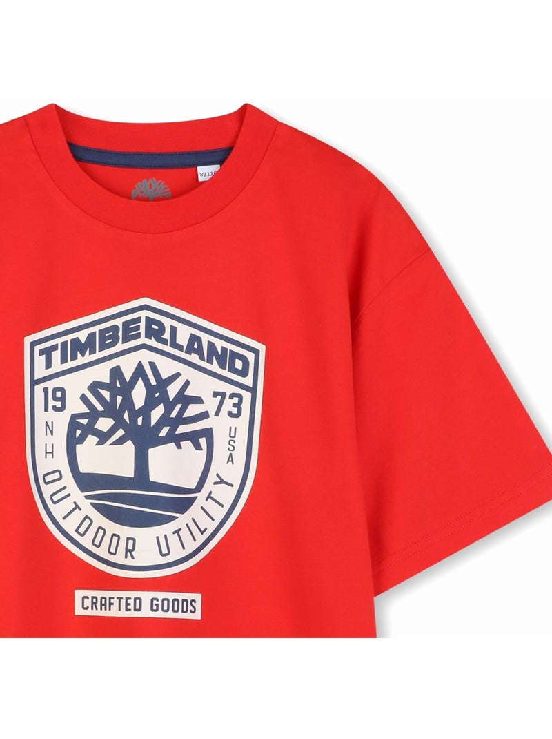Tee Shirt col rond - Timberland Rouge - Kiabi