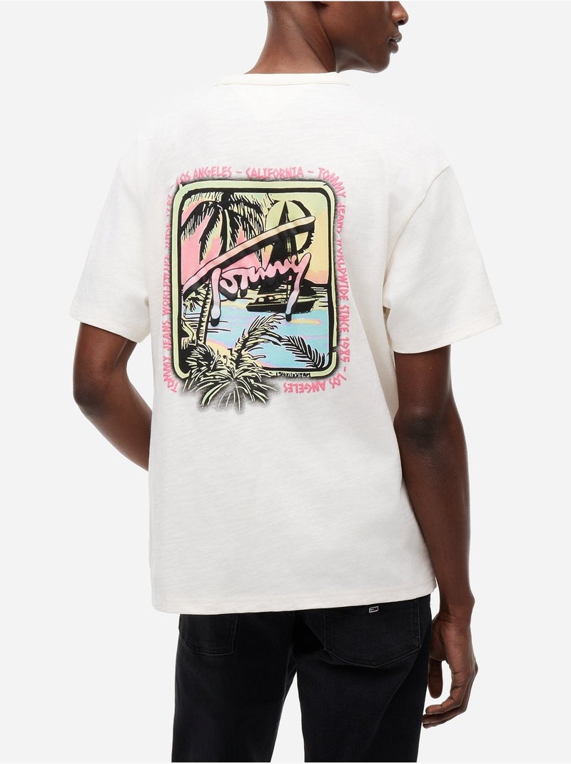 Tee Shirt col rond - Tommy jeans Blanc - Kiabi