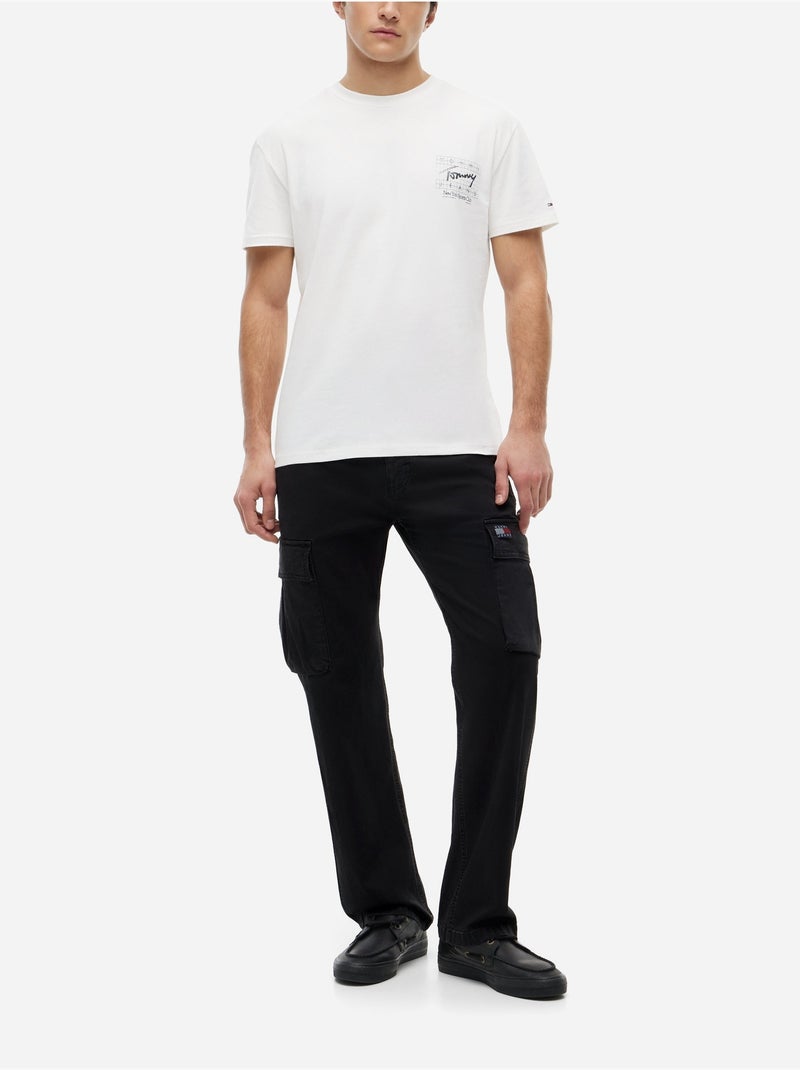 Tee Shirt col rond - Tommy jeans Blanc - Kiabi